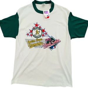 Vintage 1988 World Series Oakland Athletics Trench Single Stitch NWT T-Shirt XL